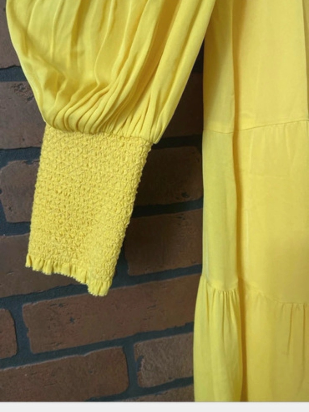 NWT Alice + Olivia Yellow High-Neck Tiered Mini Dress 10 - Picture 16 of 16